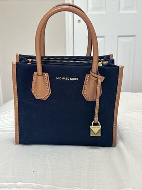 Michael Kors Navy and Tan Bag